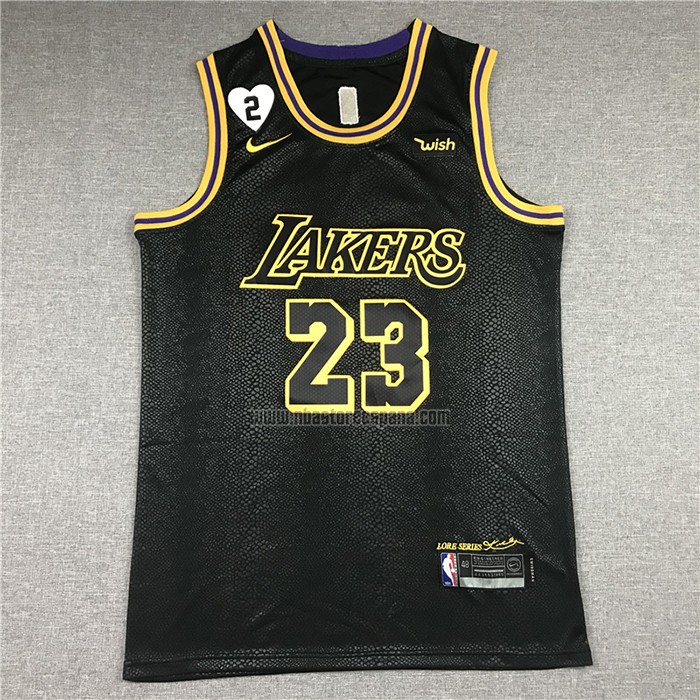 Camiseta Los Angeles Lakers Lebron James NO 23 Ciudad 2020-21 Negro